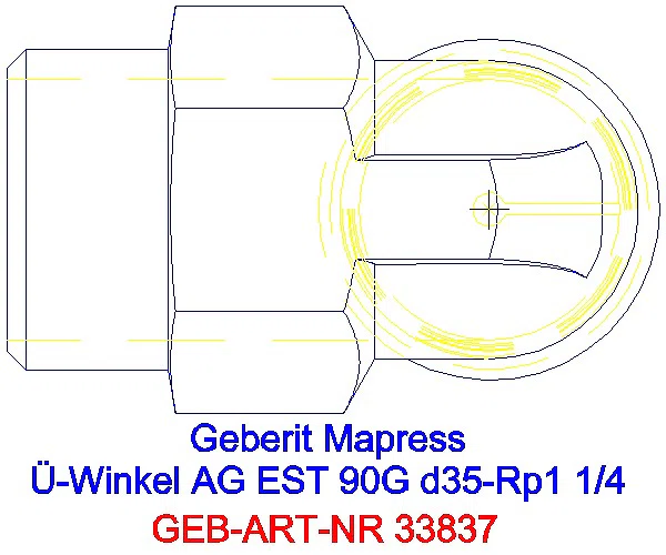 GE Mapress Edelstahl Übergangswinkel 90Gr mit AG d35-R1 1/4_33837_G