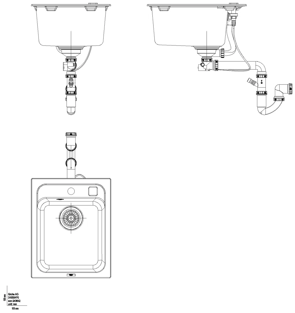 GROHE Kompositspüle K700 31650 1 Becken 400x500mm granit schwarz