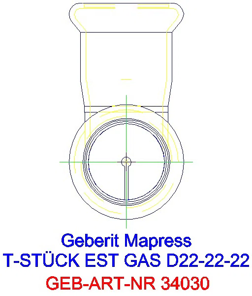 GE Mapress Edelstahl T-Stück egal (Gas) d22-22-22_34030_L