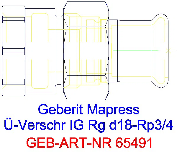 GE Mapress Kupfer Übergangsverschraubung mit IG Rg d18-Rp3/4_65491_A