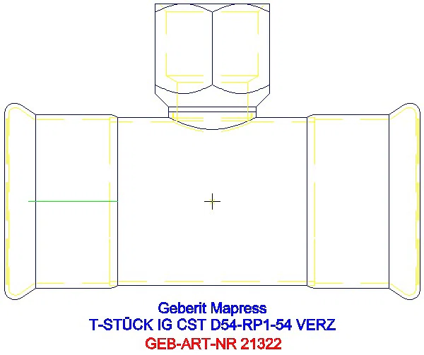 GE Mapress C-Stahl T-Stück mit IG d54-Rp1-54 verzinkt_21322_A