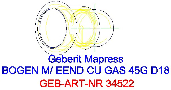 GE Mapress Kupfer Bogen 45Gr mit Einschubende (Gas) d18_34522_G