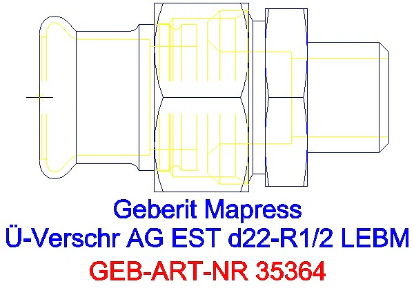GE Mapress Edelstahl Übergangsverschr. mit AG ÜM aus ESt d22-R1/2_35364_G
