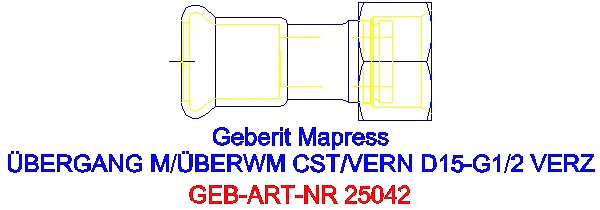 GE Mapress C-Stahl Anschluss mit Überwurfmutter d15_25042_G