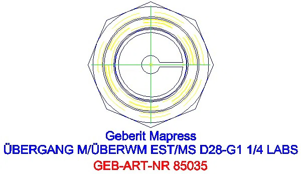 GE Mapress Edelstahl Übergang mit Überwurfmutter (LABS-frei) d28-G1 1/4_85035_L