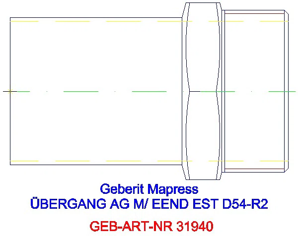 GE Mapress Edelstahl Übergang mit AG und Einschubende d54-R2_31940_A