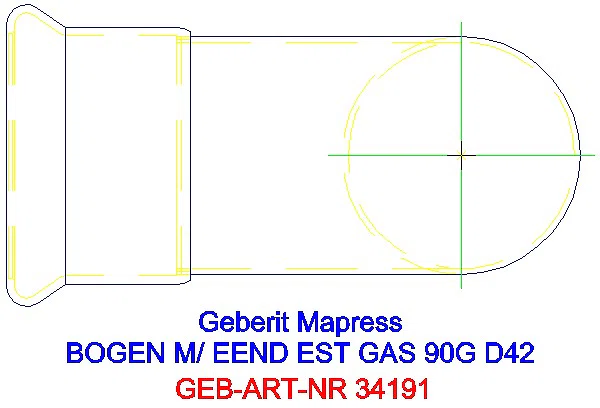 GE Mapress Edelstahl Bogen 90Gr d42 mit Einschubende (Gas)_34191_G