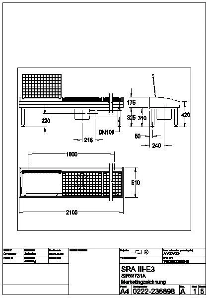 Stiefelreinigungsanlage, SIRIUS, MIRANIT, 2100x500x510 mm, Siphon, 3 Pl., SIRW731A
