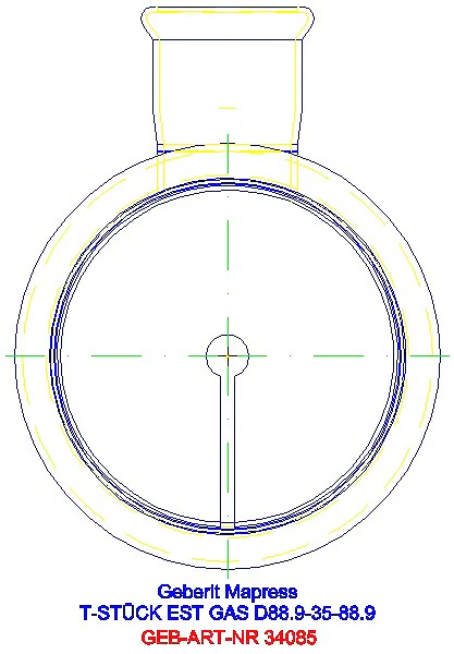 GE Mapress Edelstahl T-Stück reduziert (Gas) d88,9-35-88,9_34085_L