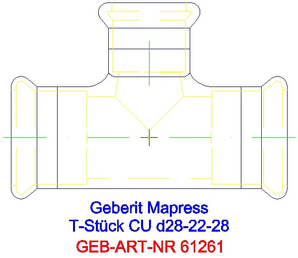GE Mapress Kupfer T-Stück reduziert d28-22-28_61261_A