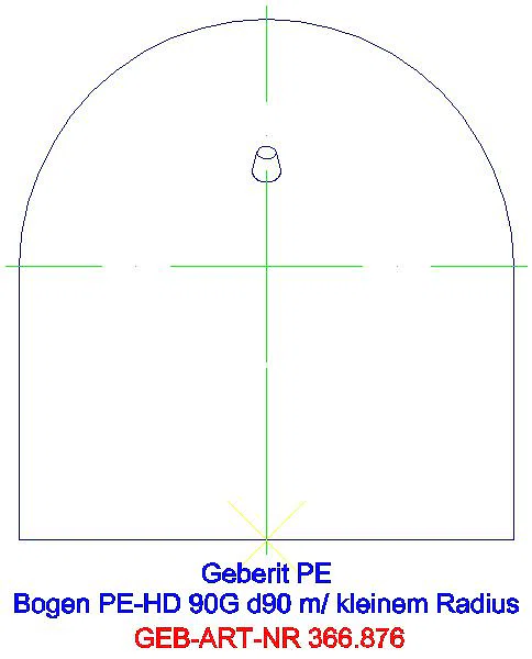 GE PE Bogen 90Gr mit langem Schenkel und kleinem Radius d90_366.876.16.1_G