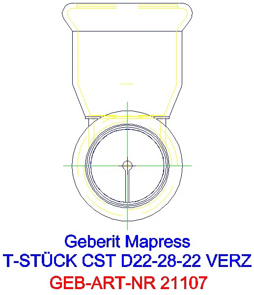 GE Mapress C-Stahl T-Stück reduziert d22-28-22 verzinkt_21107_L