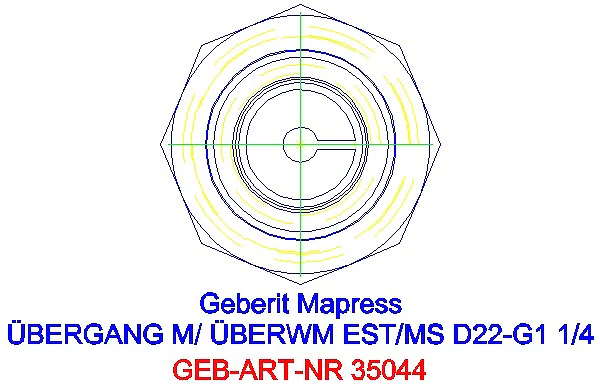 GE Mapress Edelstahl Übergang mit Überwurfmutter d22-G1 1/4_35044_L