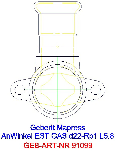 GE Mapress Edelstahl Anschlusswinkel 90Gr für Gaszähler d22-Rp1_91099_A