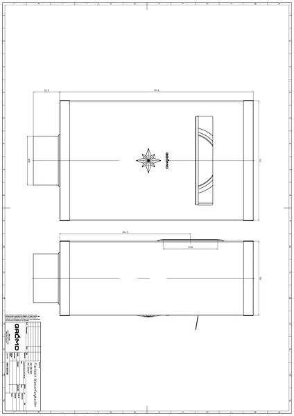 Zink Flachdach -Wasserfangkasten ø100 eckig mit Zulauf ø110, Dichtung 390x242x150, #Art.Nr. 63199
