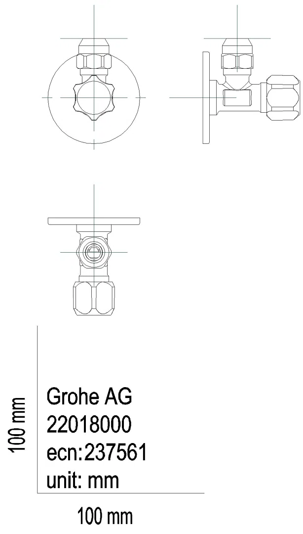 GROHE Eckventil 22018 1/2x3/8'' mit Quetschverschraubung 10mm Rosette chrom