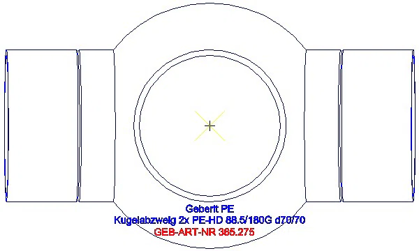 GE PE Kugelabzweig 88,5Gr zweifach Anschlüsse 180Gr versetzt d75/75_365.275.16.1_G