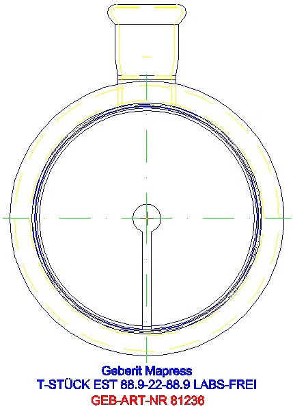 GE Mapress Edelstahl T-Stück reduziert (LABS-frei) d88,9-22-88,9_81236_L