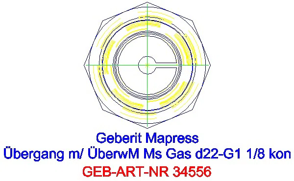 GE Mapress Kupfer Übergang mit ÜM (Gas) konisch dichtend Ms d22-G1 1/8_34556_L
