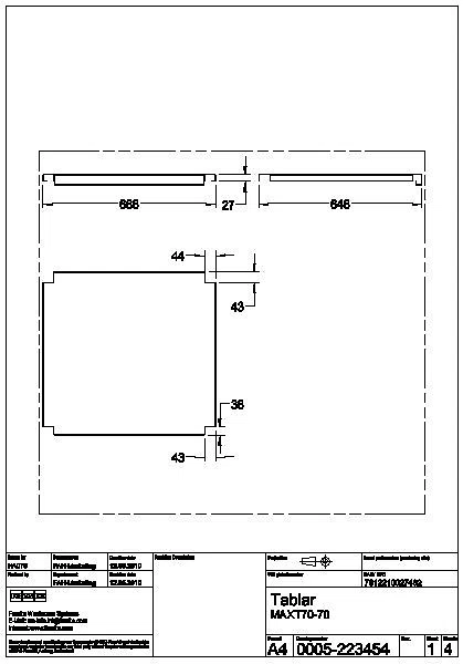 Ablage, MAXIMA, Edelstahl, für Untergestell, 686x655 mm, MAXT70-70