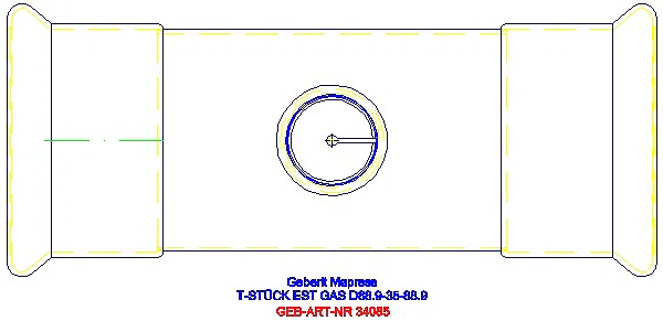 GE Mapress Edelstahl T-Stück reduziert (Gas) d88,9-35-88,9_34085_G