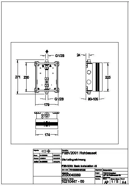 Rohbauset, F3, Systembox R3, duschen, Kalt- oder vorgemisches Warmwasser, F3BV2001