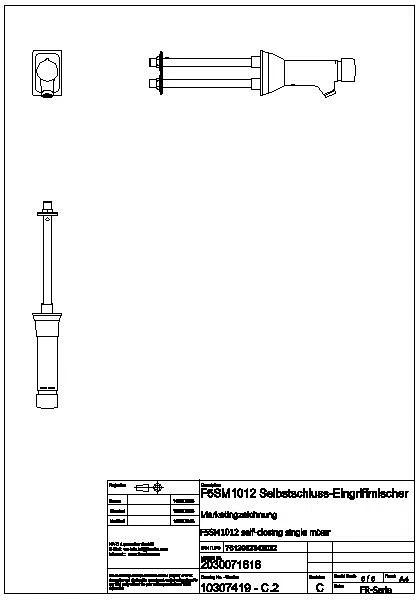 Wandbatterie, F5, hydr., Schrägausl., Mischer, Hinterwandmontage, F5SM1012