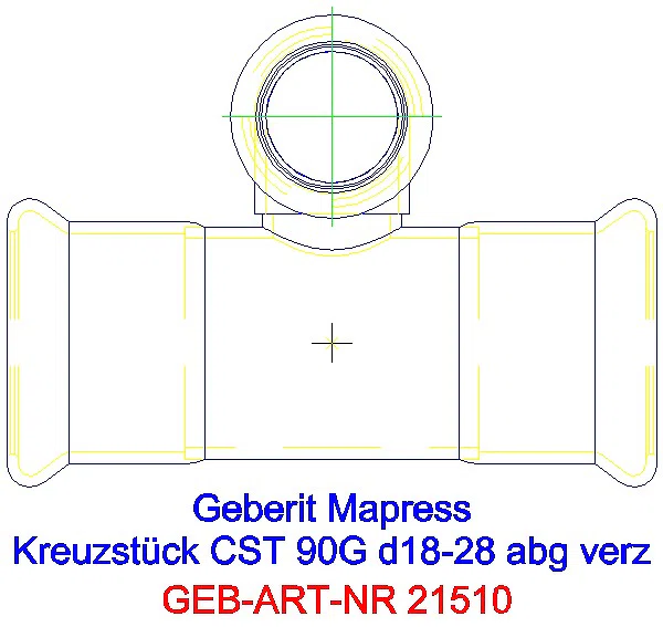 GE Mapress C-Stahl Kreuzstück 90Gr abgesetzt d18-28 verzinkt_21510_A