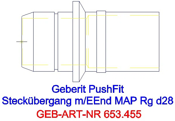GE Mapress Übergang auf Verteiler mit Steckanschluss Einschubende Rg d28_653.455.00.1_L