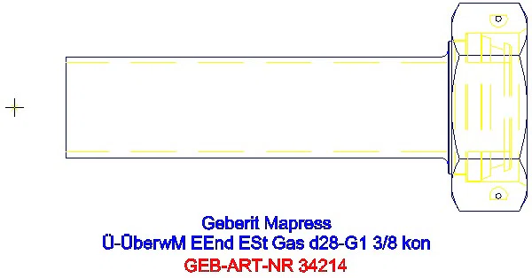 GE Mapress Edelstahl Übergang mit AG und Einschubende d28-G1 3/8_34214_A