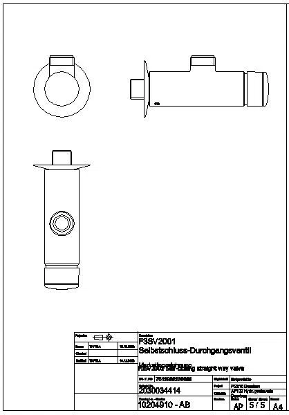 Wandventil, F3, hydr., o. Mischung, für Bogen/Duschrohr, F3SV2001