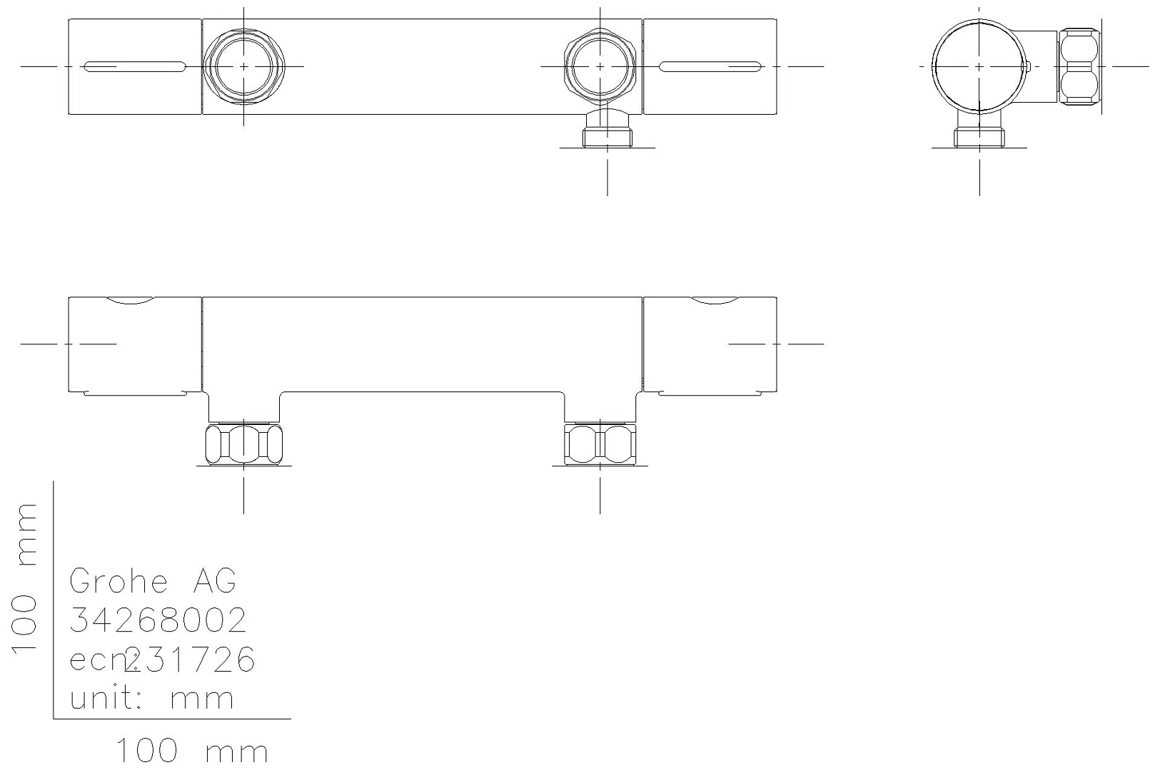 GROHE THM-Brausebatterie Grohtherm 800 C 34767 ohne Anschlüsse chrom