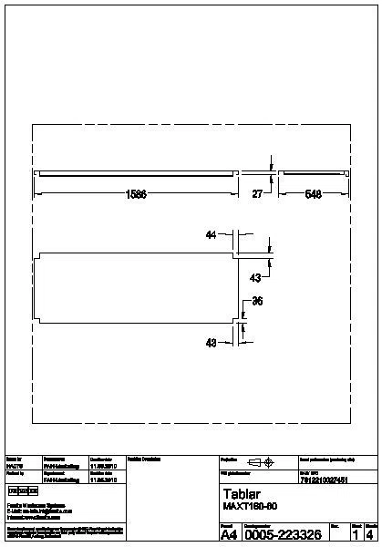 Ablage, MAXIMA, Edelstahl, für Untergestell, 1586x555 mm, MAXT160-60