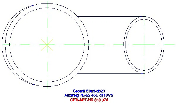 GE Silent-db20 Abzweig 45Gr d110/75_310.074.14.1_G