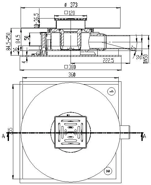 DALLMER Bodenablauf-Set DallDrain Select, DN 50, 120 x 120 mm