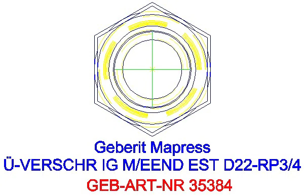 GE Mapress Edelstahl Übergangsverschr. mit IG und Einschubende d22-Rp3/4_35384_L