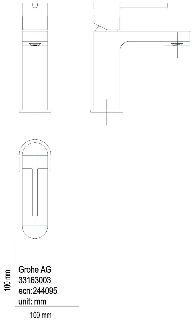 GROHE EH-Waschtischbatterie Plus 33163_3 S-Size Push-open Ablaufgarnitur chrom