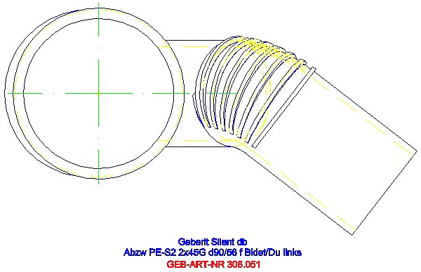 GE Silent-db20 Abzweig 45Gr für Apparateanschluss, links d90/56_308.051.14.1_G