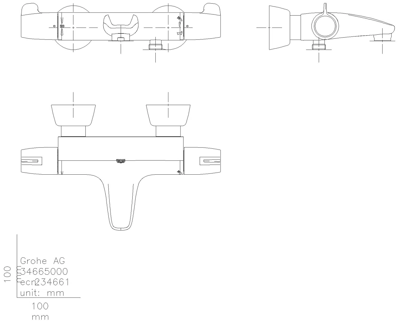 GROHE THM-Wannenbatt. Grohtherm Special 34665 mit verdeckten S-Anschlüssen chrom