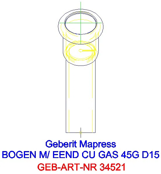 GE Mapress Kupfer Bogen 45Gr mit Einschubende (Gas) d15_34521_L