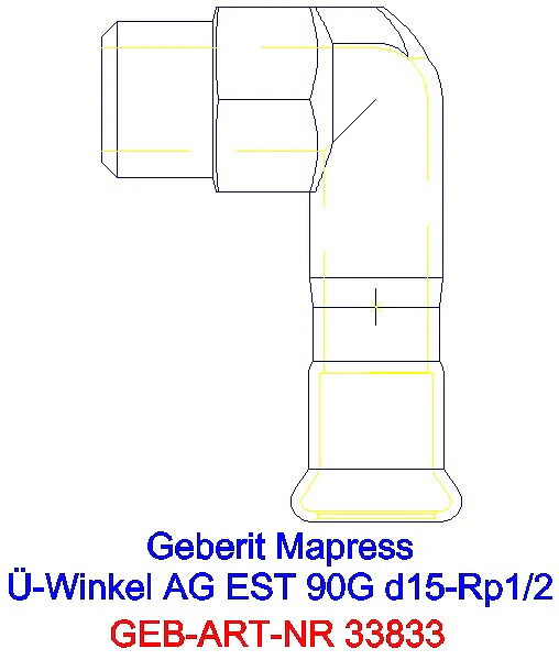 GE Mapress Edelstahl Übergangswinkel 90Gr mit AG d15-R1/2_33833_A