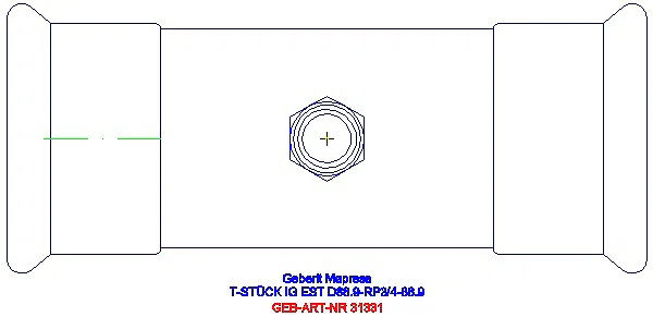 GE Mapress Edelstahl T-Stück mit IG d88,9-Rp3/4-88,9_31331_G