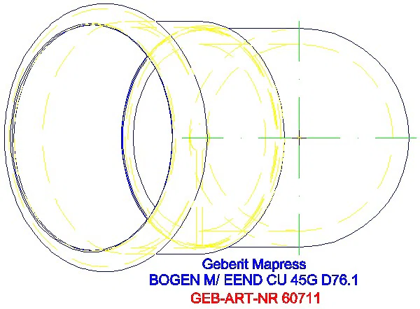 GE Mapress Kupfer Bogen 45Gr mit Einschubende d76,1_60711_G
