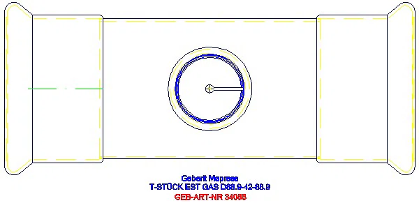 GE Mapress Edelstahl T-Stück reduziert (Gas) d88,9-42-88,9_34088_G