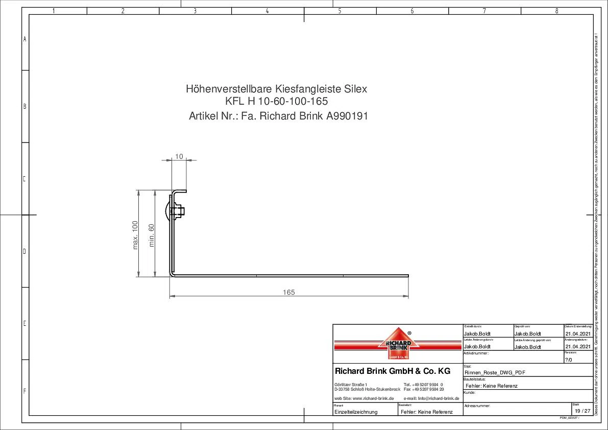 Höhenverstellbare Kiesfangleiste Silex