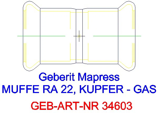 GE Mapress Kupfer Muffe (Gas) d22_34603_A