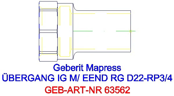 GE Mapress Kupfer Übergang mit IG und Einschubende Rg d22-Rp3/4_63562_G