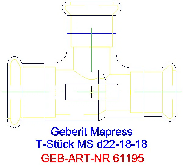 GE Mapress C-Stahl T-Stück reduziert Ms d22-18-18_61195_A