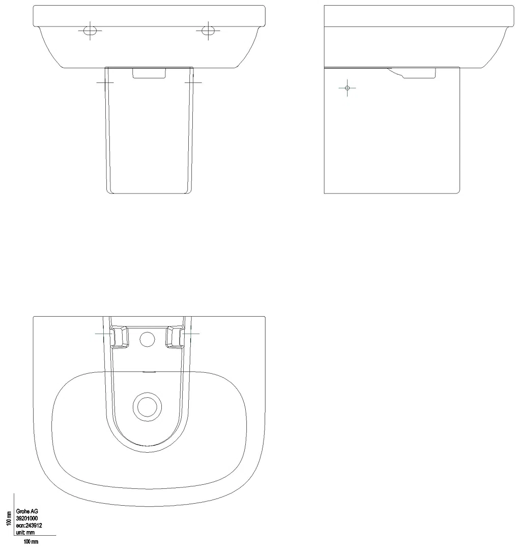 GROHE Halbsäule Euro Keramik 39201 für Waschtisch alpinweiß