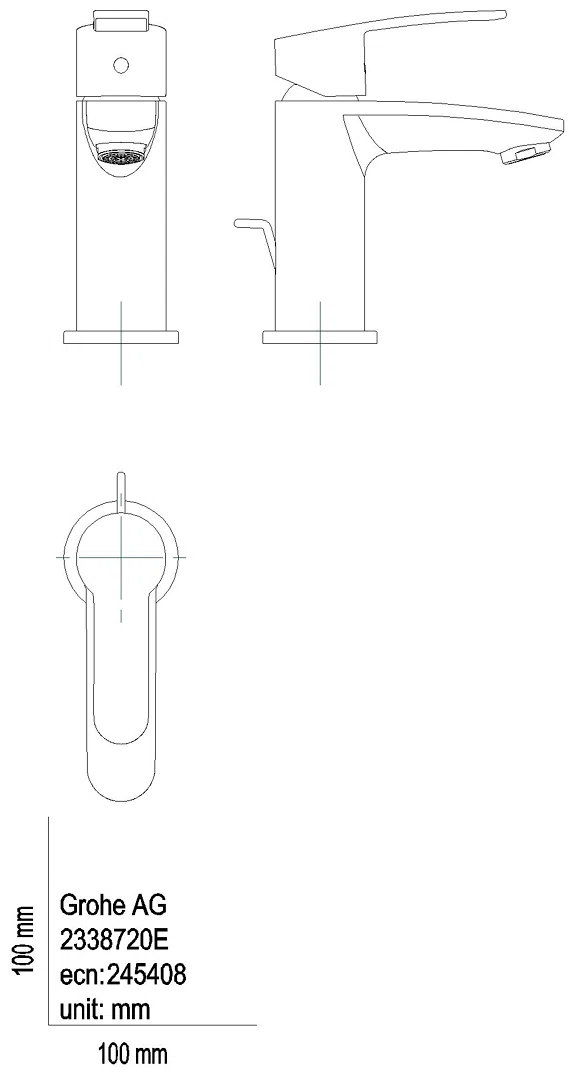 GROHE EH-WT-Batterie Eurostyle C 23387_2 Mittelstellung kalt chrom